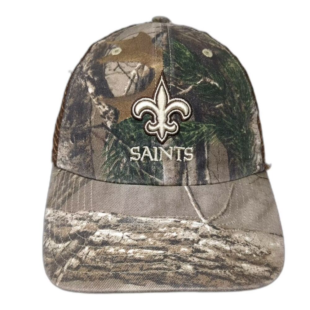 New Orleans Saints NFL OTS Trucker Hat Green Brown Camo Snapback One Size